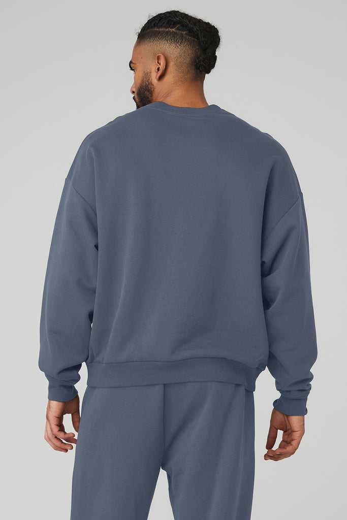 Mikiny S Kapucí Alo Yoga Accolade Crew Neck Tmavě Blankyt Blankyt | AIGYZEK-16