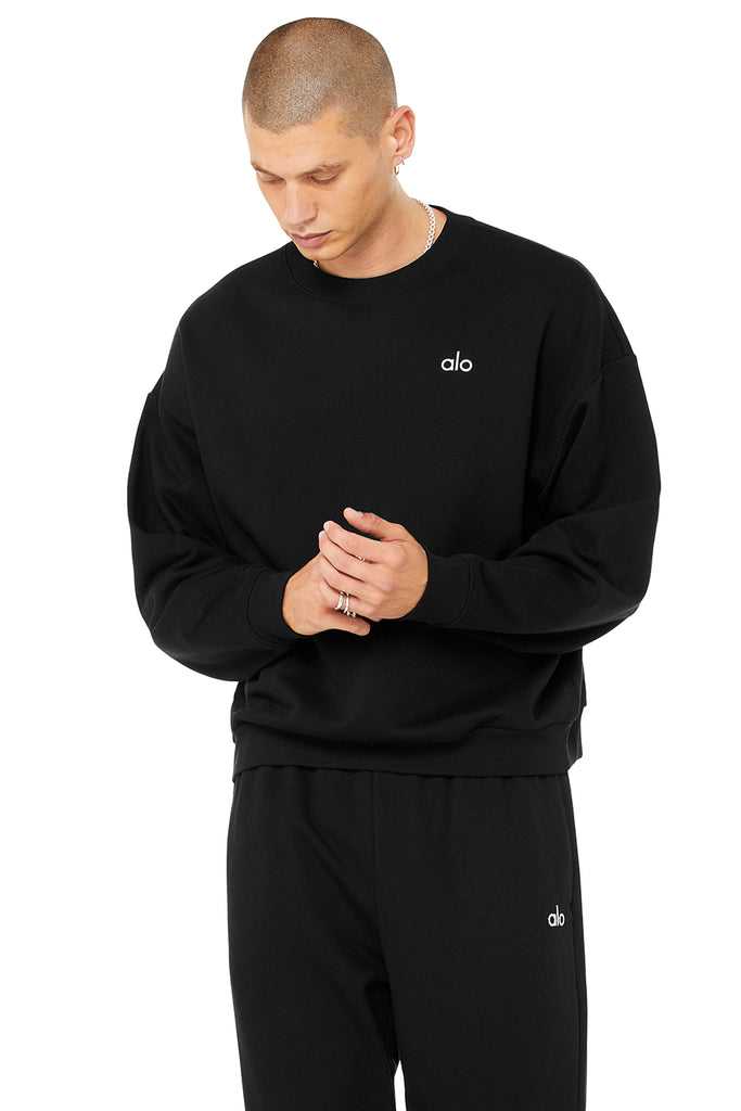 Mikiny S Kapucí Alo Yoga Accolade Crew Neck Černé | FAMYKDL-03