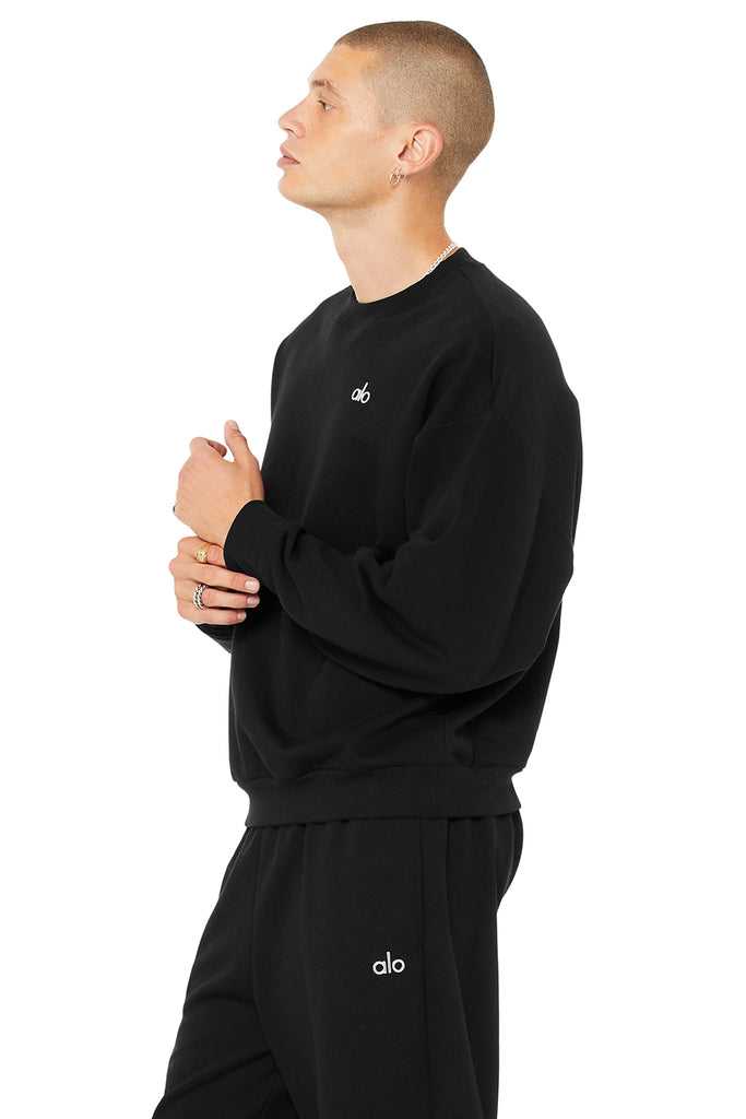 Mikiny S Kapucí Alo Yoga Accolade Crew Neck Černé | FAMYKDL-03