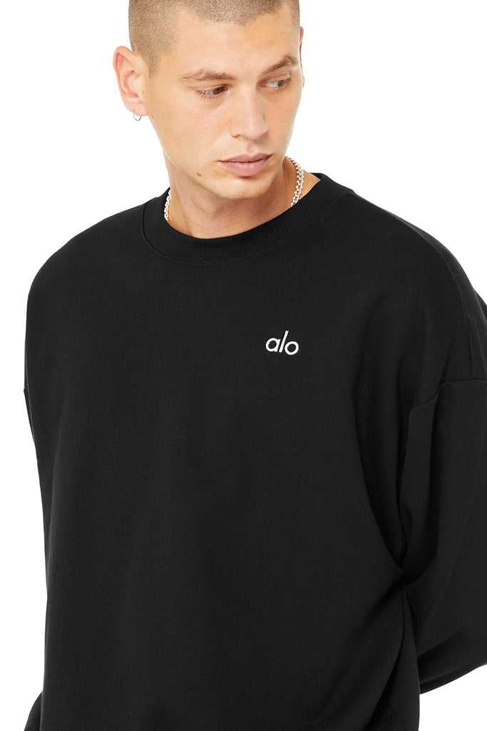 Mikiny S Kapucí Alo Yoga Accolade Crew Neck Černé | FAMYKDL-03