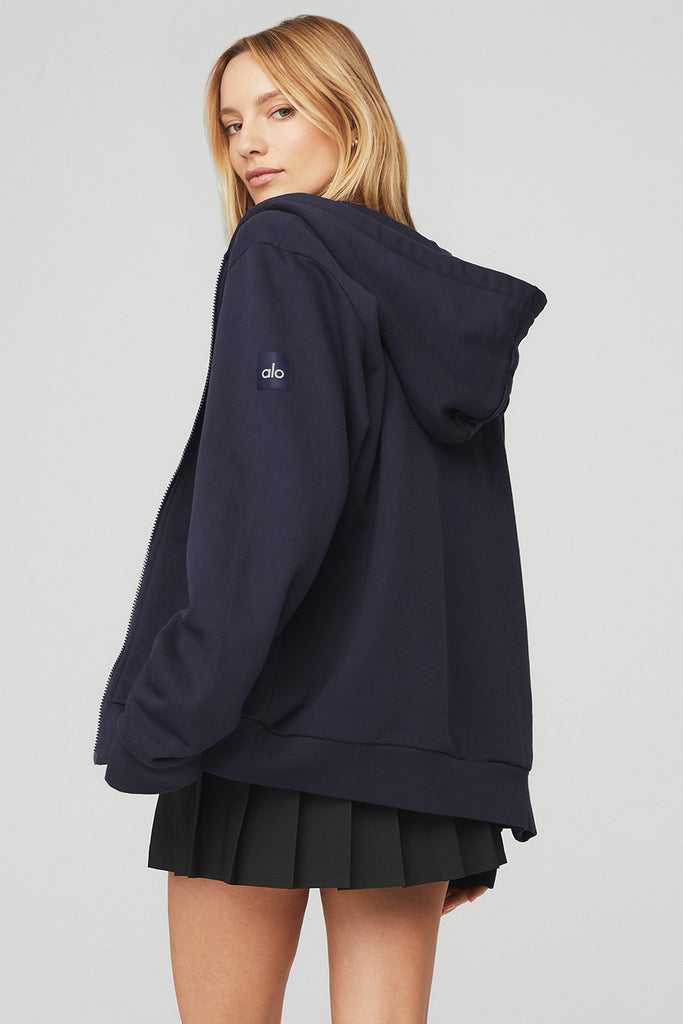 Mikiny S Kapucí Alo Yoga Everyday Full Zip Tmavě Blankyt | QDBIZYE-63