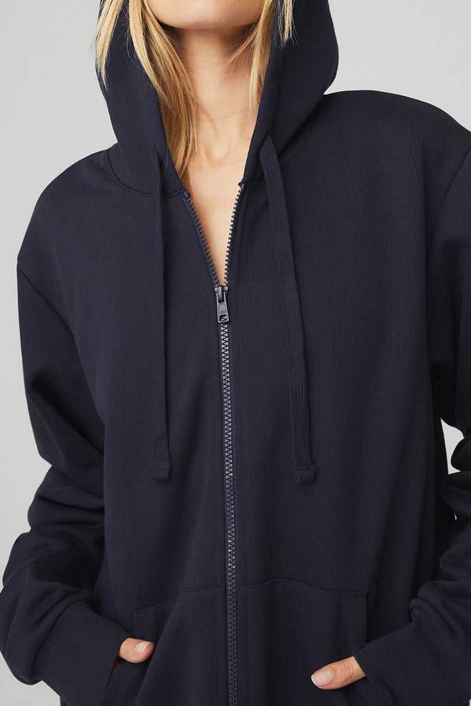 Mikiny S Kapucí Alo Yoga Everyday Full Zip Tmavě Blankyt | QDBIZYE-63