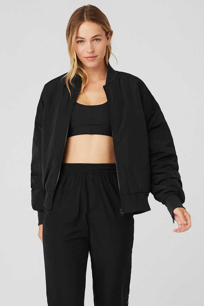 Neformální Bundy Alo Yoga Faux Fur Urbanite Bomber Černé Bílé | MRESJHF-91