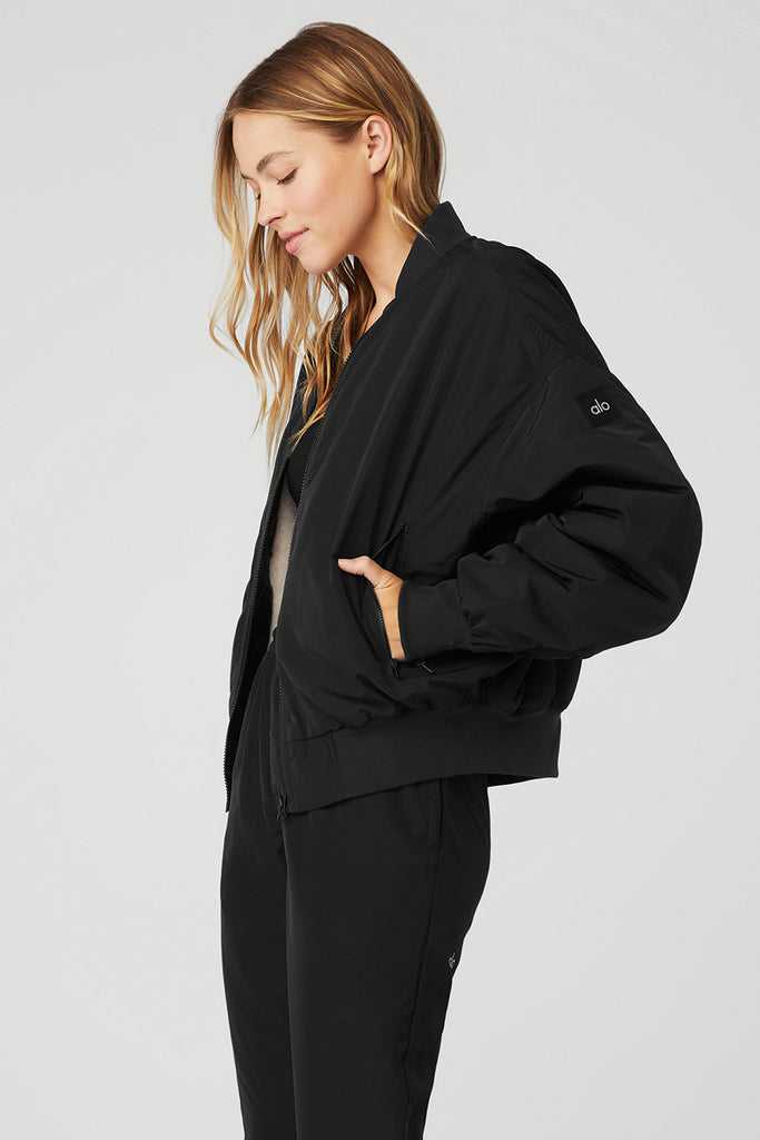 Neformální Bundy Alo Yoga Faux Fur Urbanite Bomber Černé Bílé | MRESJHF-91