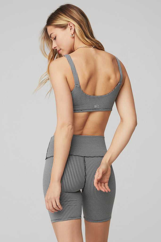 Podprsenky Alo Yoga Micro Houndstooth Bílé Černé | FLTPXID-05