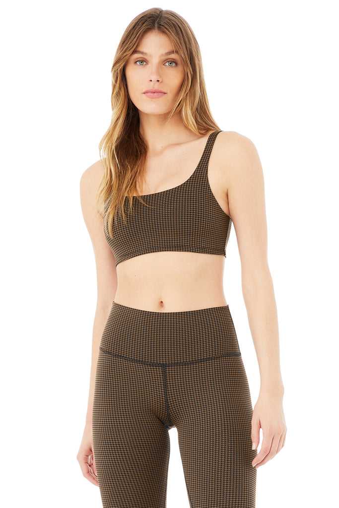 Podprsenky Alo Yoga Micro Houndstooth Černé | QRAJPTC-29