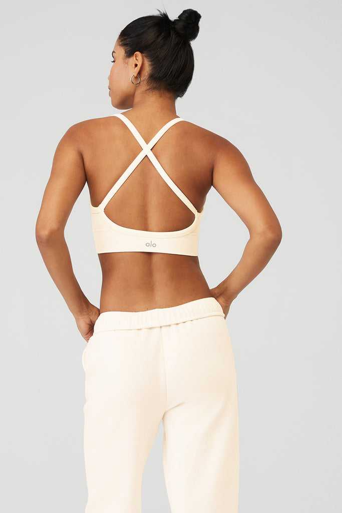 Podprsenky Alo Yoga Seamless Žebrovaný Low Back Bílé | FXONVBL-85