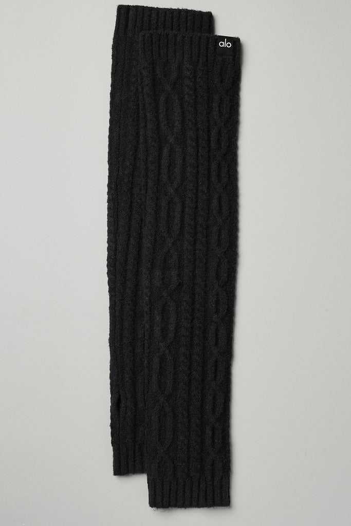 Rukavice Alo Yoga Cable Knit Arm Warmers Černé | QPVLANK-53