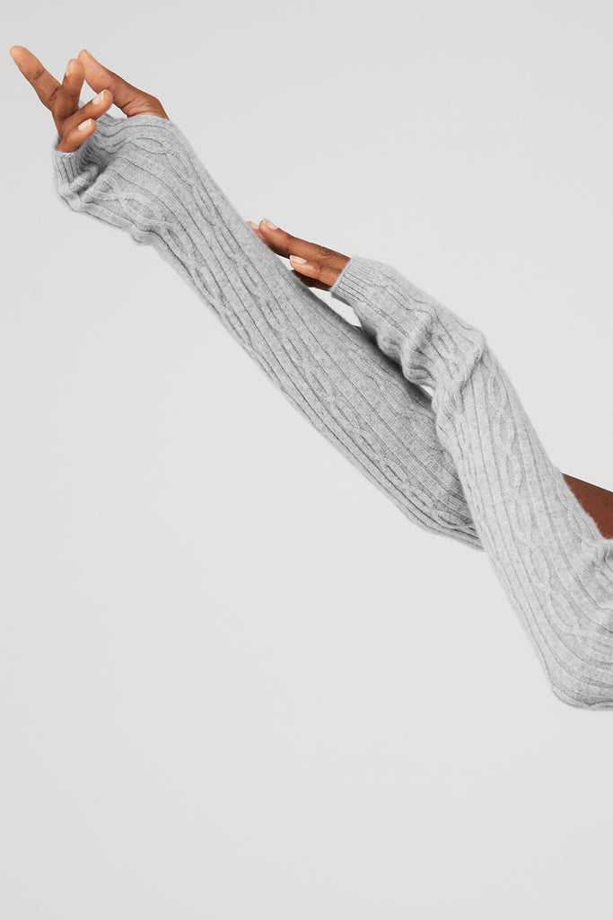 Rukavice Alo Yoga Cable Knit Arm Warmers Šedé | WKOVRSZ-76