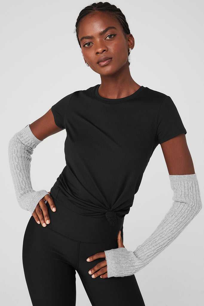 Rukavice Alo Yoga Cable Knit Arm Warmers Šedé | WKOVRSZ-76