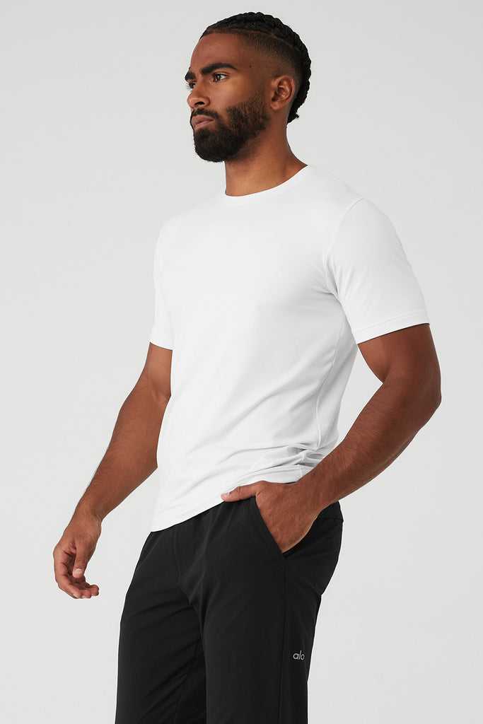 Short Sleeve Alo Yoga Conquer Reform Crewneck Bílé | GFVUKXS-19