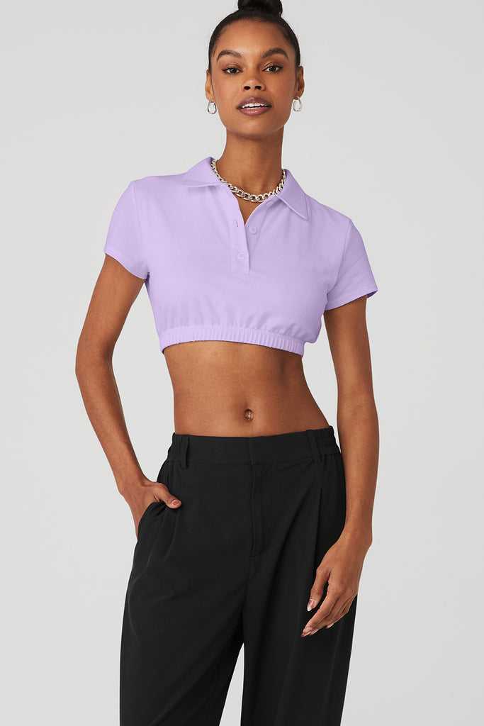 Short Sleeve Alo Yoga Cropped Prestige Polo Fialové | BISYXTW-50