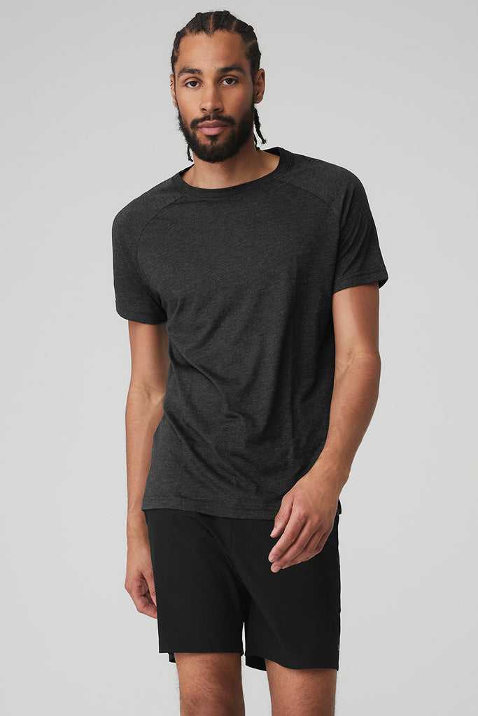 Short Sleeve Alo Yoga The Triumph Crew Neck Tee Černé | AJTIQVC-76