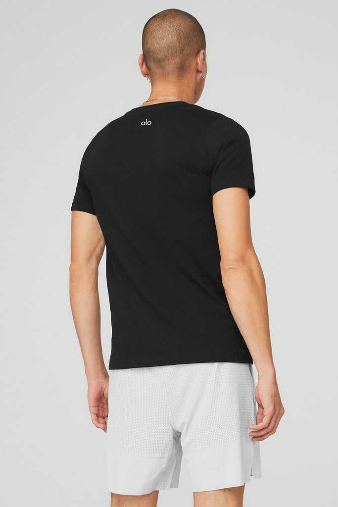 Short Sleeve Alo Yoga The Triumph V-Neck Tee Černé | CEXABMU-45