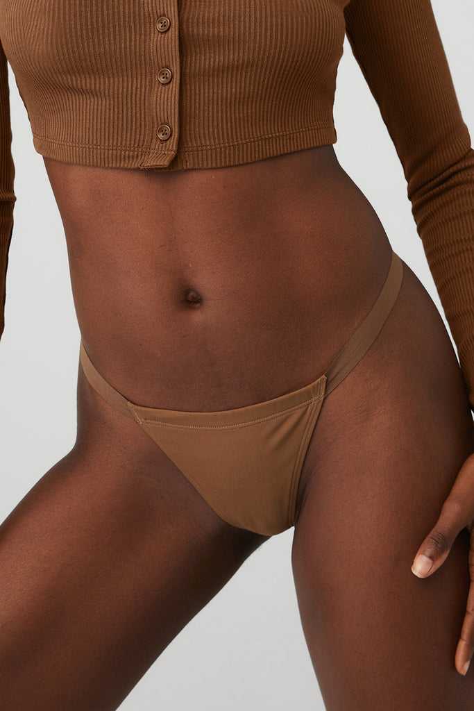 Spodní Prádlo Alo Yoga Airbrush Invisible String Tanga Hnědé | BGMXDVF-86