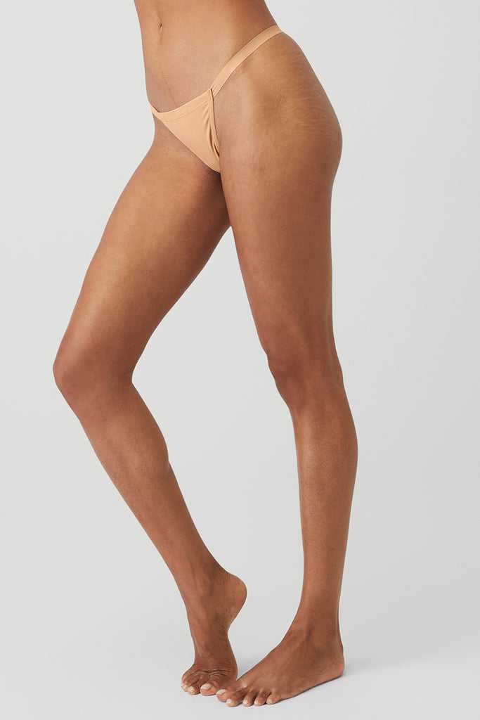 Spodní Prádlo Alo Yoga Airbrush Invisible String Tanga Hnědožlutý | JNCTLBX-78