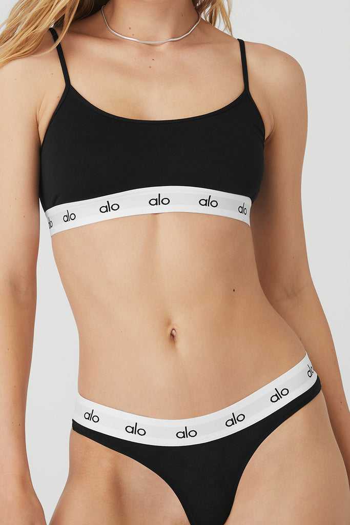 Spodní Prádlo Alo Yoga Icon French Cut Tanga Černé | EDGSWPN-97