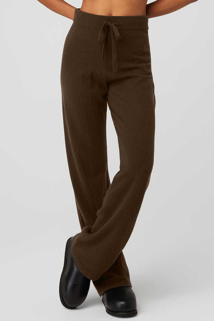 Sportovní Kalhoty Alo Yoga Cashmere High-Pasem Jet Set Široké Leg Pant Káva | JTWSDEA-01