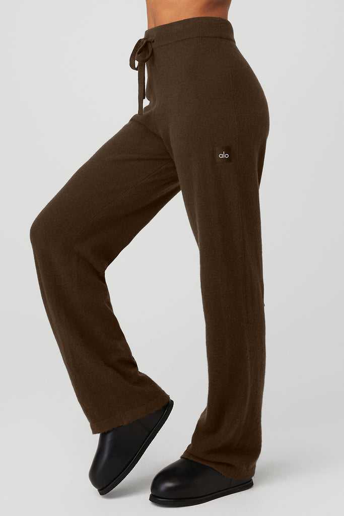 Sportovní Kalhoty Alo Yoga Cashmere High-Pasem Jet Set Široké Leg Pant Káva | JTWSDEA-01