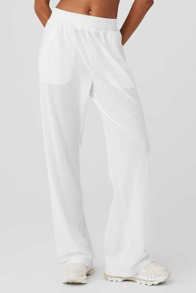 Sportovní Kalhoty Alo Yoga Mesh All-Star Široké Leg Pant Bílé | BEILYGZ-80