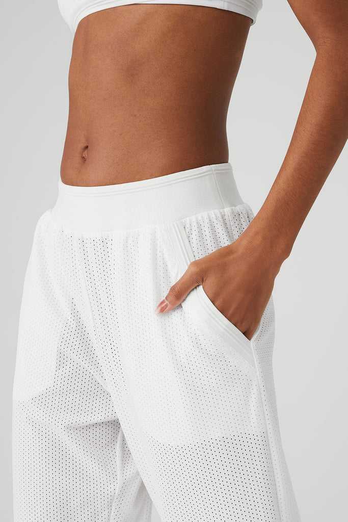 Sportovní Kalhoty Alo Yoga Mesh All-Star Široké Leg Pant Bílé | BEILYGZ-80