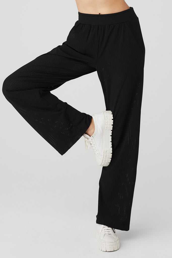 Sportovní Kalhoty Alo Yoga Mesh All-Star Široké Leg Pant Černé | YISNZLF-60