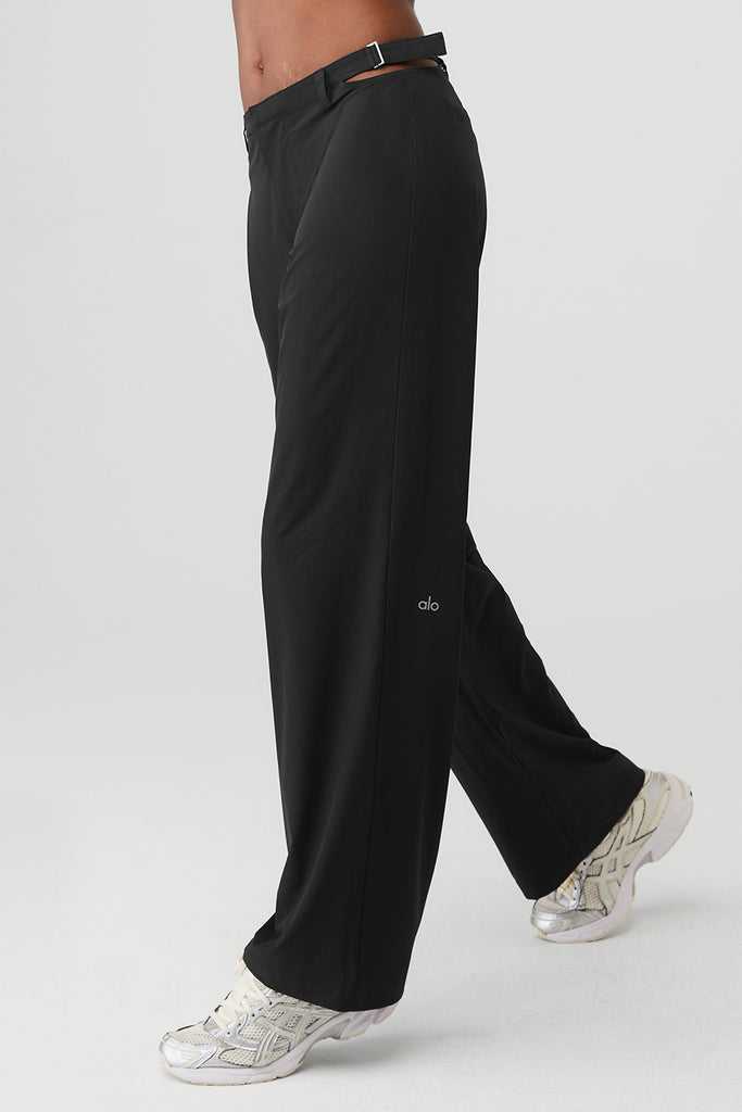 Sportovní Kalhoty Alo Yoga Mid-Rise Showdown Trouser Černé | MAHDKIL-03