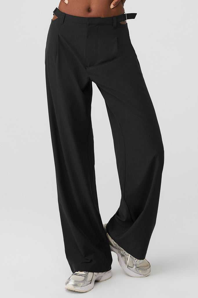 Sportovní Kalhoty Alo Yoga Mid-Rise Showdown Trouser Černé | MAHDKIL-03