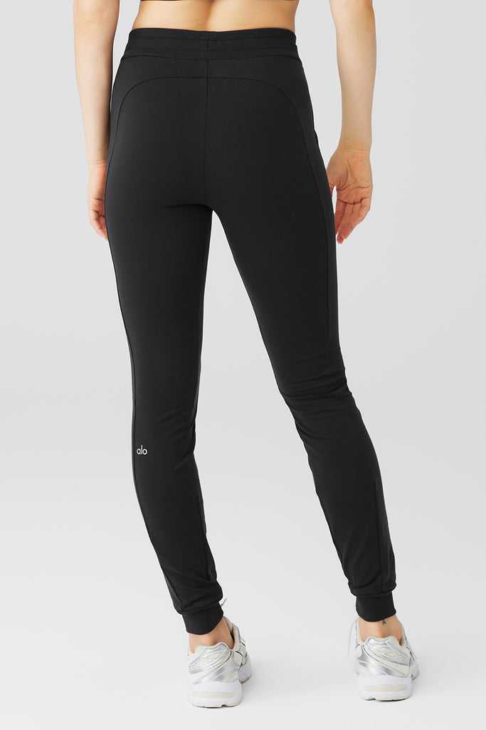 Sportovní Kalhoty Alo Yoga Warm Airbrush High-Pasem Moto Puffer Pant Černé Bílé | TUVIODW-04