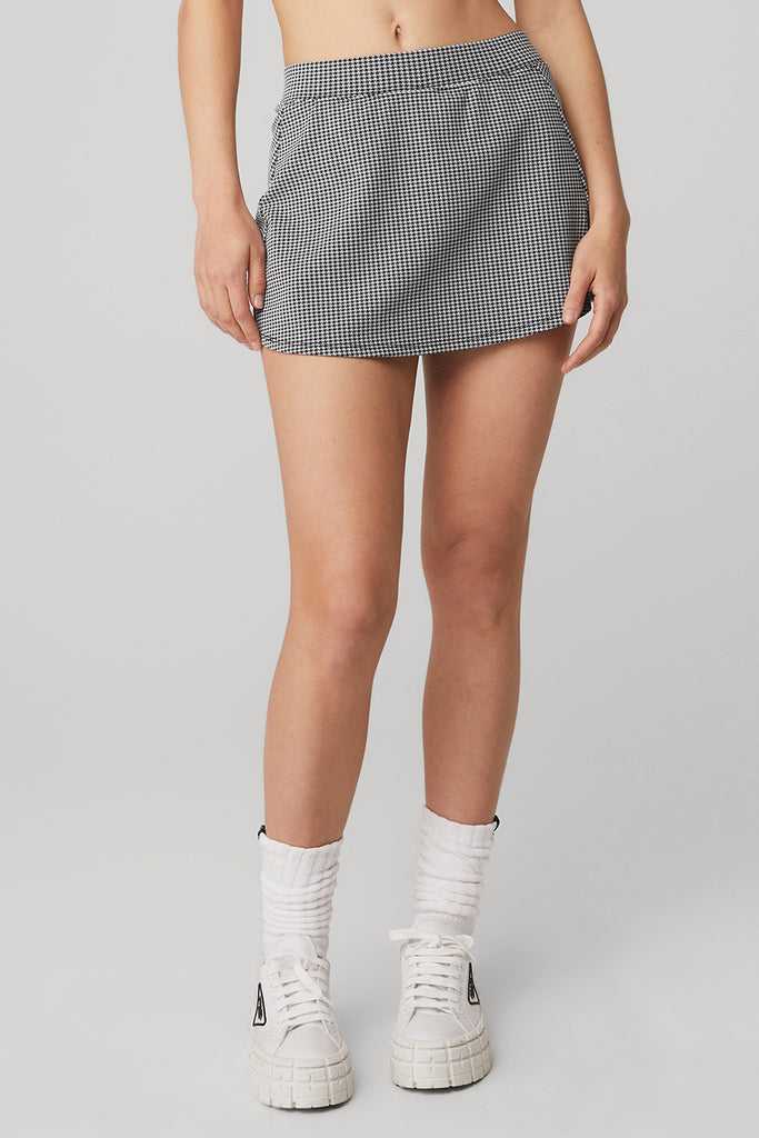 Sukně Alo Yoga Micro Houndstooth Tenisové Skirt Černé Bílé | UHCOYLQ-85