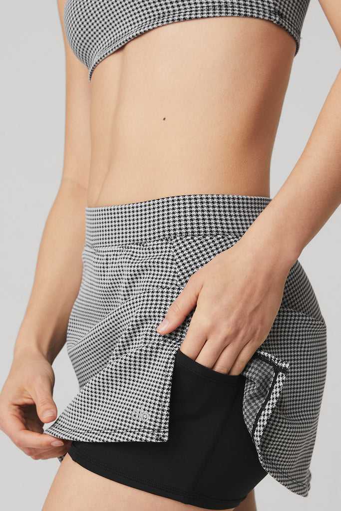 Sukně Alo Yoga Micro Houndstooth Tenisové Skirt Černé Bílé | UHCOYLQ-85