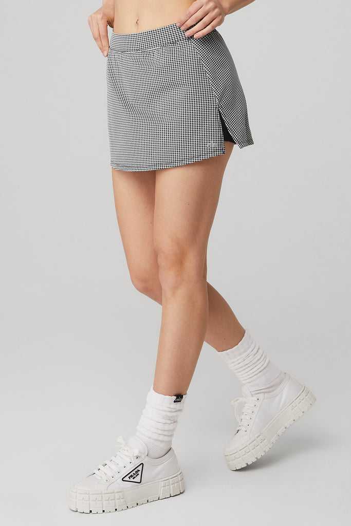 Sukně Alo Yoga Micro Houndstooth Tenisové Skirt Černé Bílé | UHCOYLQ-85