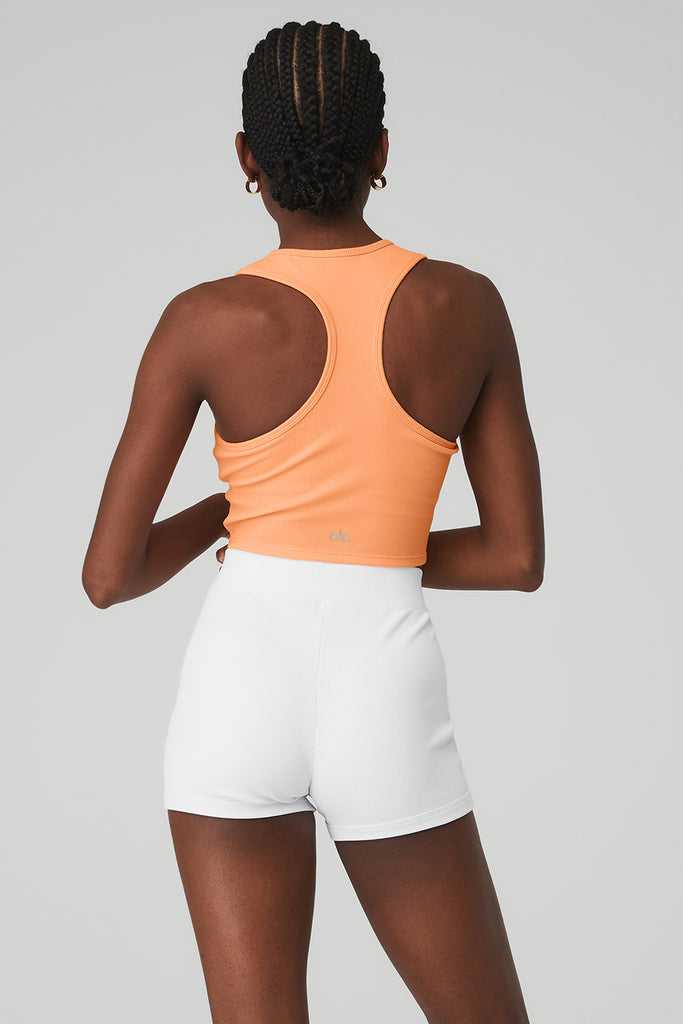 Tílko Alo Yoga Goddess Žebrovaný Cropped Racerback Oranžové | ZUHWJME-69