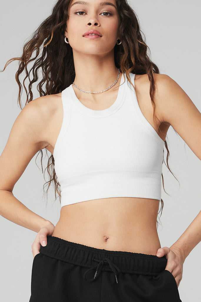 Tílko Alo Yoga Seamless Delight High Neck Bílé | TPZUDOH-06