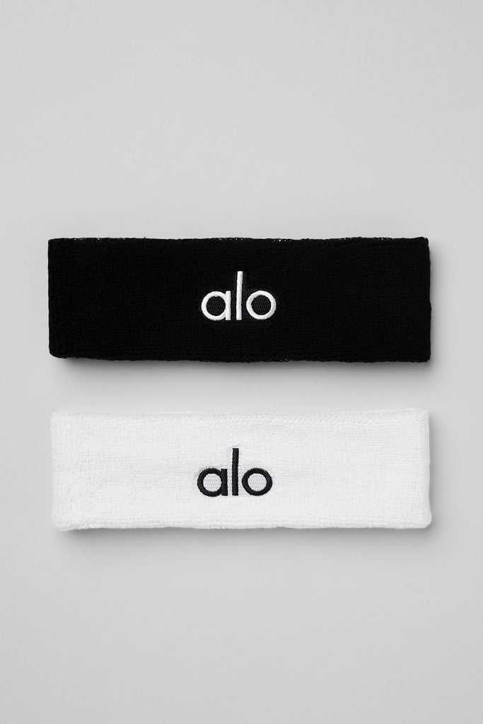 Čelenky Alo Yoga Glow Sweatband (2-Pack) Černé Bílé | FJEGAKL-27