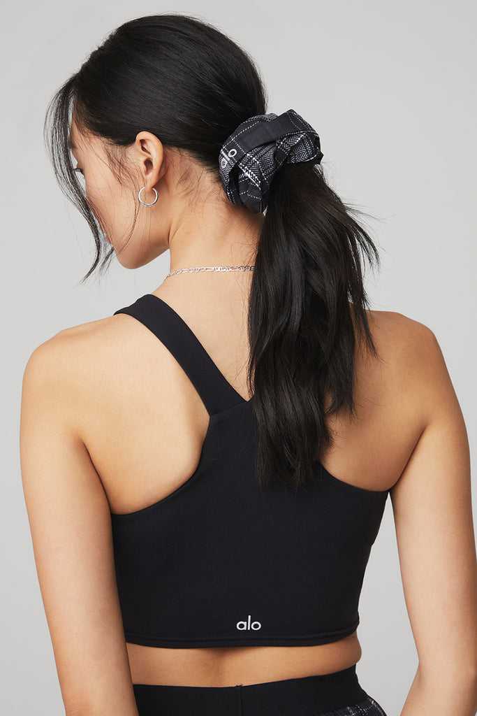 Čelenky Alo Yoga Legacy Plaid Oversized Scrunchie Černé Bílé | PYQWGFH-42