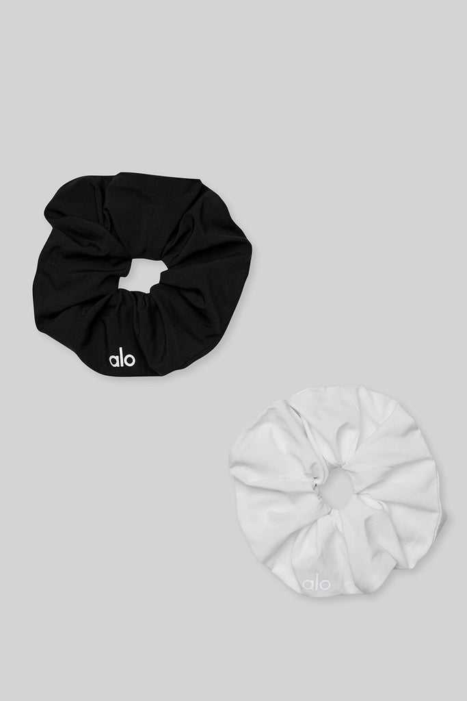 Čelenky Alo Yoga Oversized Scrunchie (2 Pack) Černé Bílé | YLUFZOV-63