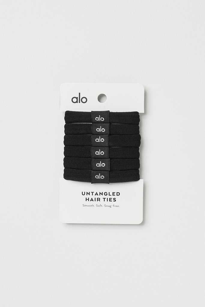 Čelenky Alo Yoga Untangled Hair Tie 6-Pack Černé | WZLGADN-93